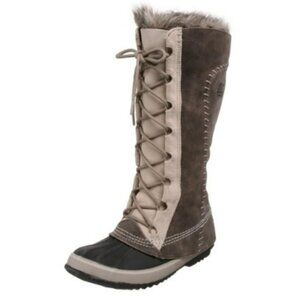 Sorel Cate The Great NL1642-221 Tusk Stone Brown Leather Tall Boots 6